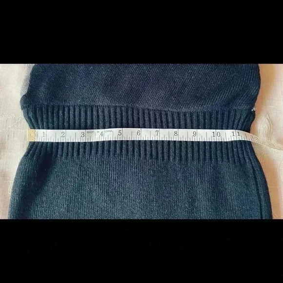 Sweater dress COLOR BLOCK ribbed knit faux wrap bodycon black gray women medium - Picture 14 of 16